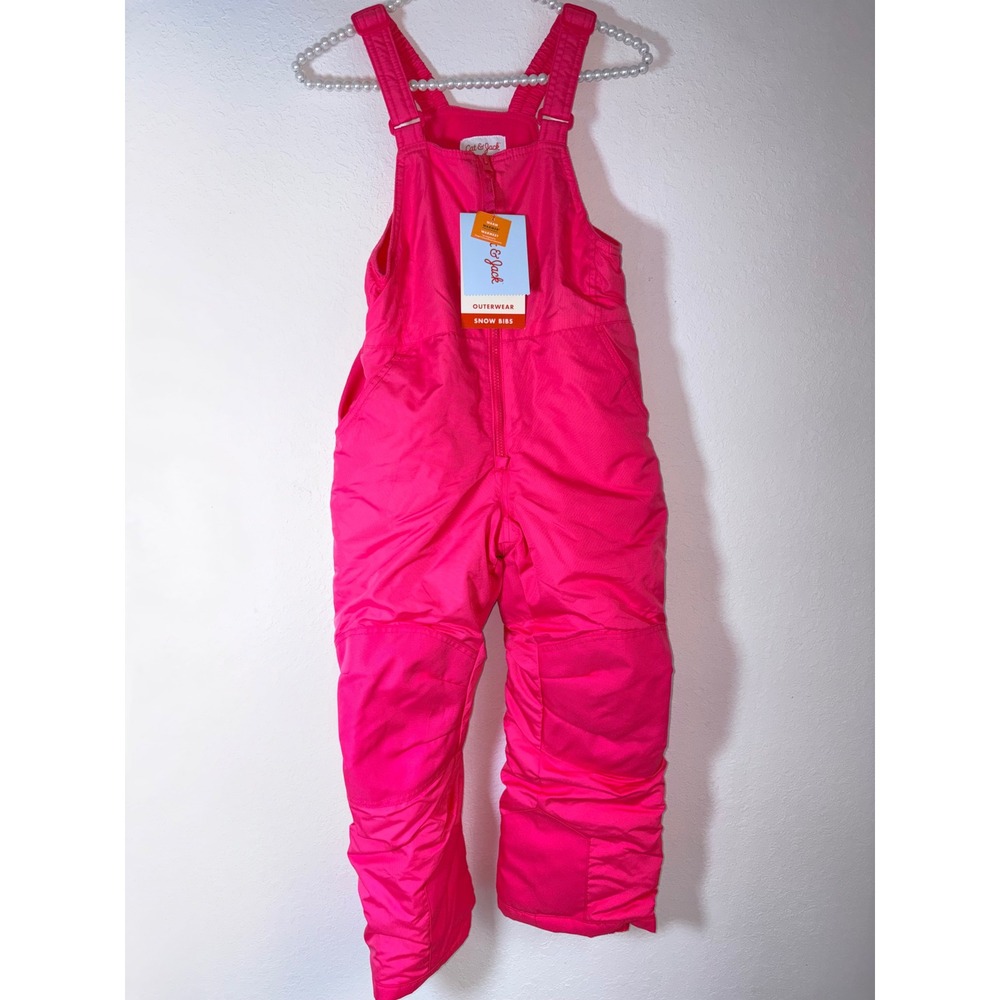 Cat & Jack Snow Bibs Size M age 8 / 10 Pink New Water Resistant Reinforced Knees